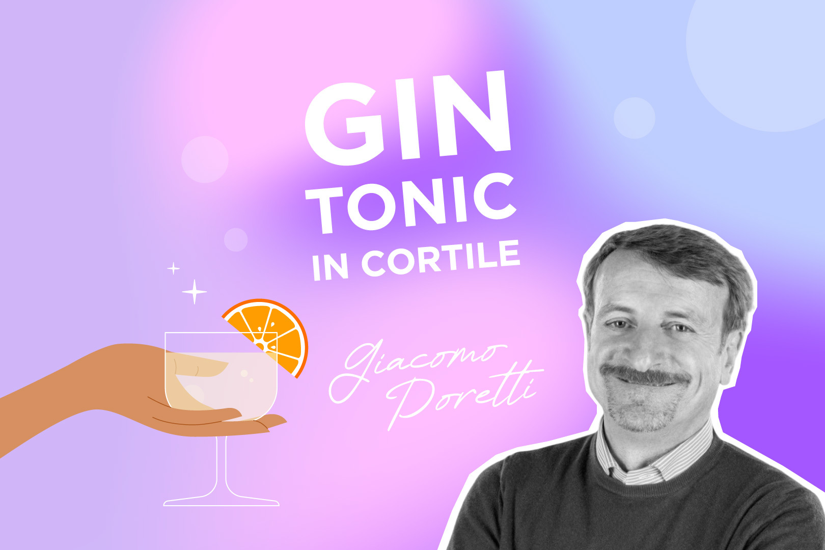immagine gin tonic in cortile con giacomo poretti